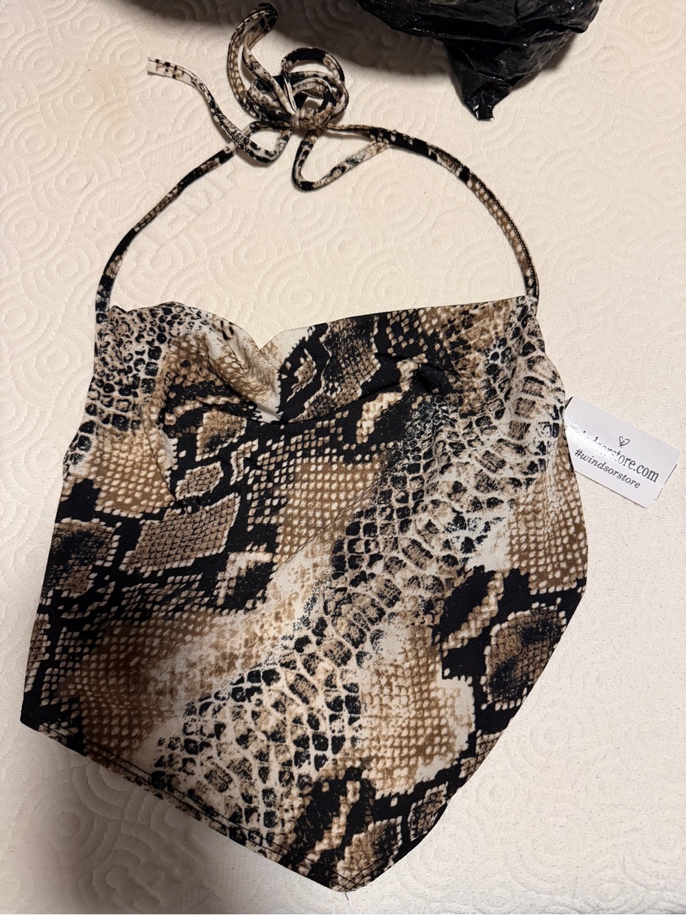 Snake-Print Tie Halter/ bandana style Top